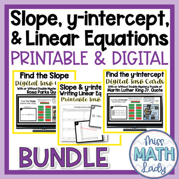 Preview of Find Slope, Y-Intercept, and Write Linear Equations Printable & Digital Activity