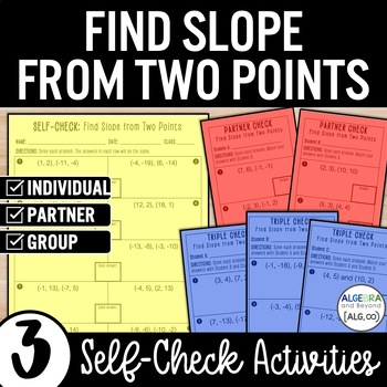 Preview of Find Slope from Two Points | Practice | Self-Check Review Activities