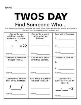 Preview of Find Somebody Who...Twos Day