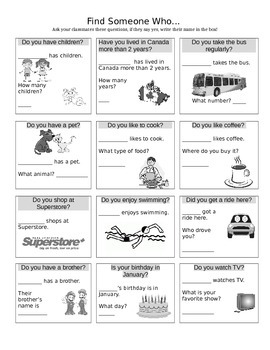 Find Someone Who - Adult ESL Icebreaker by Michelle E | TpT