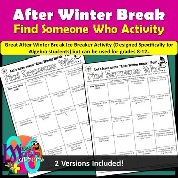 Preview of Find Someone Who | After Winter Break Activity 2024 | For Algebra Students!