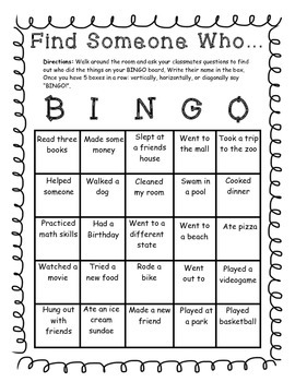 Find Someone Who Bingo Printable