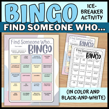 Preview of Find Someone Who BINGO - Ice-Breaker Activity - Back to School