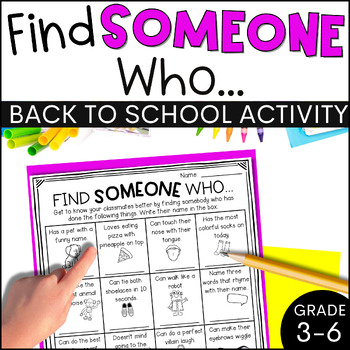 Preview of Find Someone Who Back to School Activity - Find a Friend Scavenger Hunt Bingo