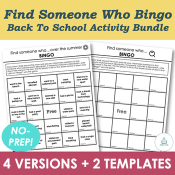 Preview of Find Someone Who Bingo & Templates - Back To School Icebreaker Activity Bundle