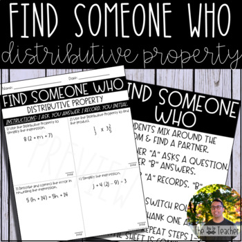 Preview of Distributive Property - Find Someone Who