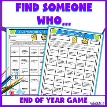 Preview of Find Someone Who Game End of Year School Memories FREE Teacher Appreciation