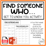 Find Someone Who | Get To Know You Activity | First Week o