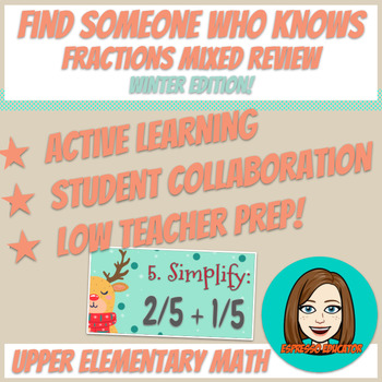 Preview of Find Someone Who Knows - Fractions Mixed Review - Math Review Activity