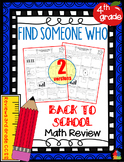 Find Someone Who Math - 4th Grade BACK TO SCHOOL