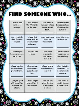 Find Someone Who... (Math Version) by THE MATH IN MOTION MARKET | TPT