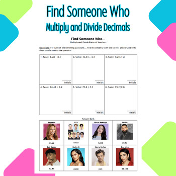 Preview of Find Someone Who: Multiply and Divide Decimals