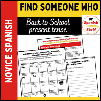 Preview of Find Someone Who (Novice Spanish) Back to School present tense speaking activity