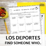 Los Deportes Sports Find Someone Who Spanish Speaking Activity