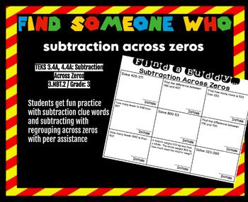 Preview of Find Someone Who-Subtraction Across Zeros