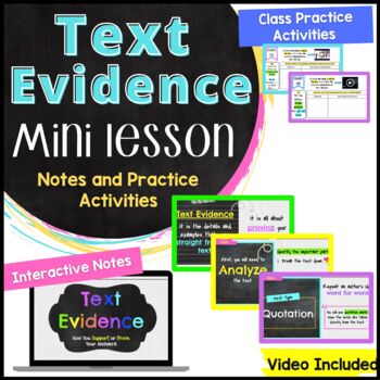 Preview of Text Evidence Mini Lesson and Activities for Middle School ELA