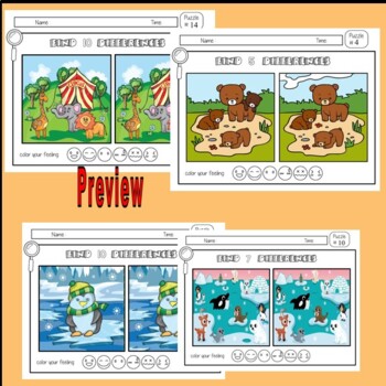 Find The Differences Skill Seekers Puzzle Game colorful Animal themes