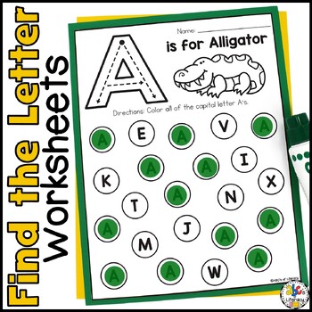 Preview of Find the Letter Worksheets – Alphabet Recognition Practice – Fine Motor Activity