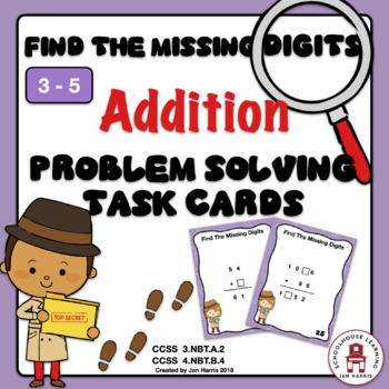 Preview of Find The Missing Digits Addition Problem Solving Task Cards