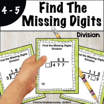 Preview of Find The Missing Digits Division Problem Solving Task Cards