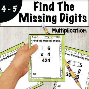 Preview of Find The Missing Digits Multiplication Problem Solving Task Cards