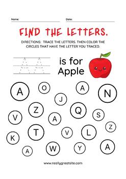 Find, Trace & Color the Letter A to Z Alphabet Worksheet by ...