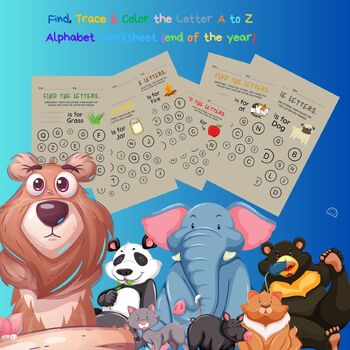Preview of Find, Trace & Color the Letter A to Z Alphabet Worksheet (end of the year)
