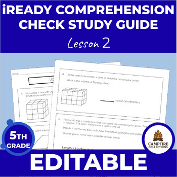 Preview of Find Volume iReady Math Lesson 2 Comprehension Check Study Guide | 5th Grade