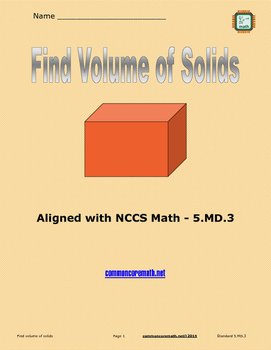 Preview of Find Volume of Solids - 5.MD.3