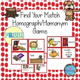 Free Homographs/Homonyms Literacy Game Find Your Match (Fu
