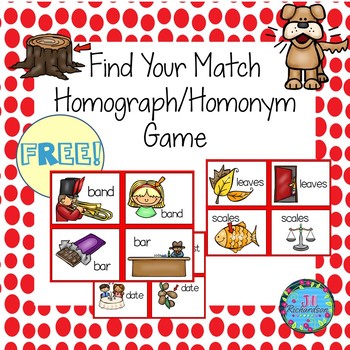 Preview of Free ESL Games Homographs/Homonyms Literacy Game Find Your Match