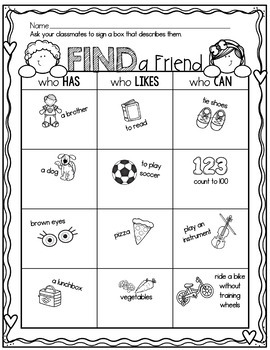 Find a Friend Back to School Activity by et cetera Primary Goods