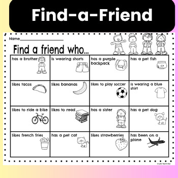 Back to School Find-a-Friend Print and Go Freebie by Let's Tech It Out
