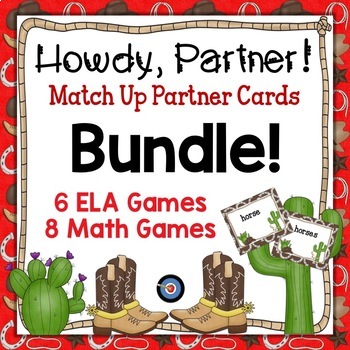 Preview of Find a Partner Card Games Bundle for ELA and Math