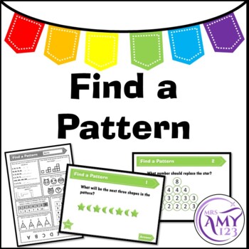 Preview of Find a Pattern Problem Solving PowerPoint, Task Cards and Worksheet