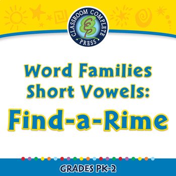 Preview of Word Families Short Vowels: Find-a-Rime - NOTEBOOK Gr. PK-2