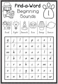 Find-a-Word - Beginning Sounds by Apples and Antics | TpT
