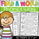 Find a Word Phonics Worksheets - CVC, Long Vowels, Digraph