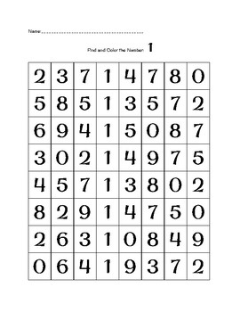 Find and Color the Number 0 - 9 by The Pineapple Teacher Shop | TPT