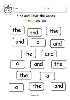 Preview of Find and Color these words