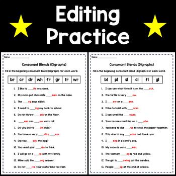 Editing practice worksheets