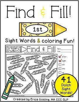 Preview of Find and Fill - Dolch Sight Words {First Grade}