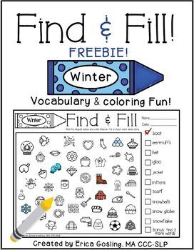 Find and Fill - Vocabulary & Coloring Fun FREEBIE! {Winter}