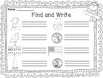 Presidents' Day Kindergarten Activity for Writing and Vocabulary