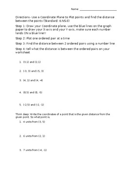 Preview of Find distance on a coordinate plane