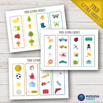 Preview of Find extra object | Children worksheet | Pre-K activities | Kids Activity