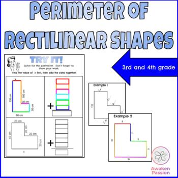 Preview of Find perimeter or rectilinear/compound shapes math downloadable worksheets