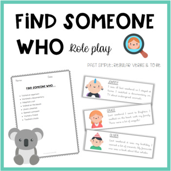 Preview of Find someone who - PAST SIMPLE & ANIMALS