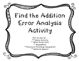 Find the Addition Error Analysis Activity