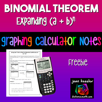 Preview of Find the Coefficients of a Binomial Expansion | TI-84 FREEBIE